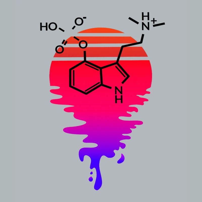Molécule de psilocybine avec Retro Sunset