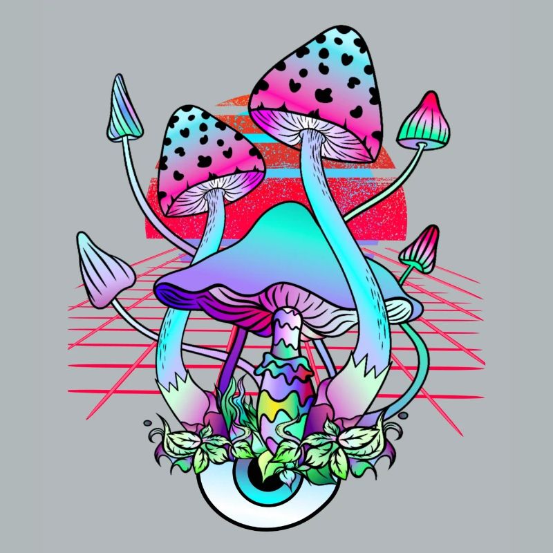 Psychedelic Mushrooms - Retro Wave Sunset