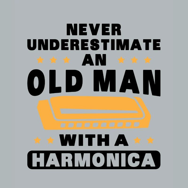 An old man with a harmonica