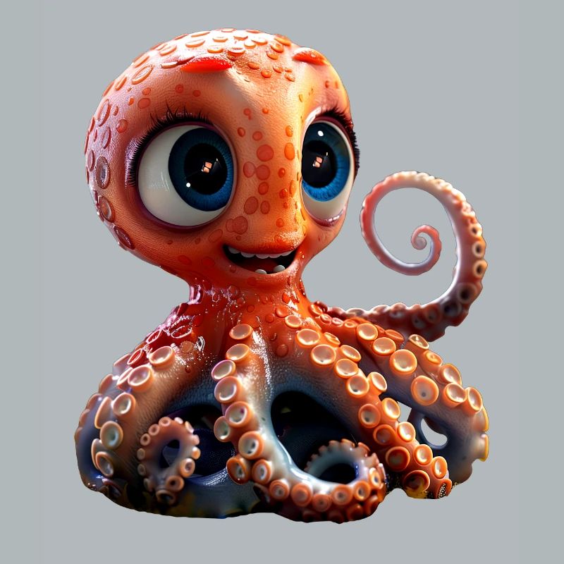 Octopus Small Octopus Cuttlefish Cute Octopus