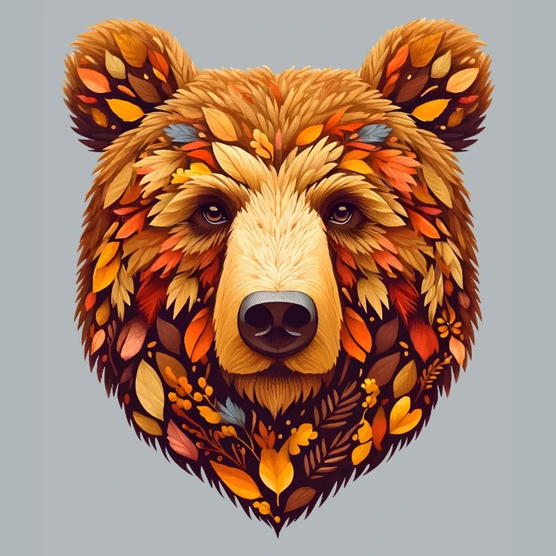 Ours brun, conçu à partir de différentes feuilles