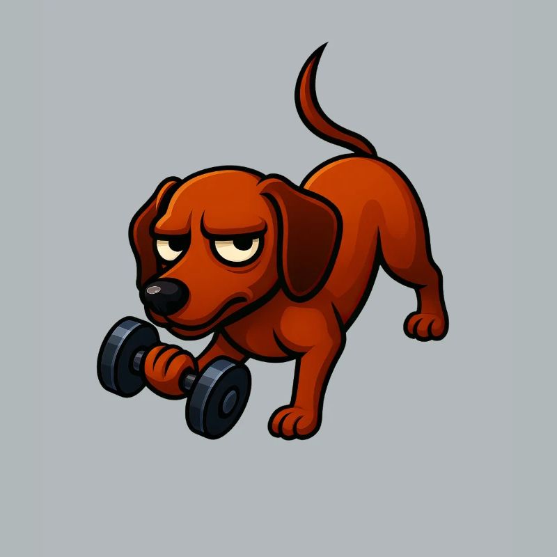 Energetic Dachshund with Dumbbell Comic Motivation
