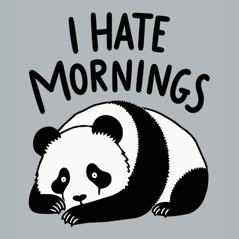 Panda I Hate Mornings Spruch