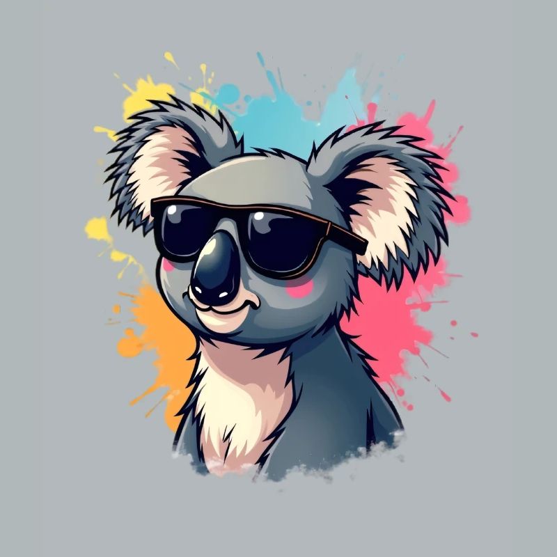 Cool Koala mit Sonnenbrille und Farbexplosion