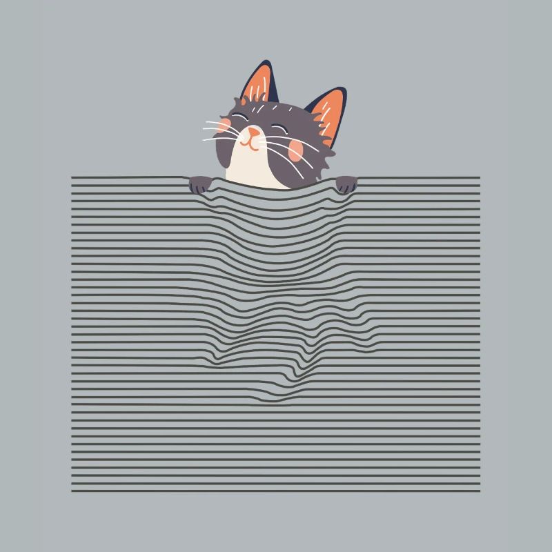 Curious Cat – Funny Optical Line Art