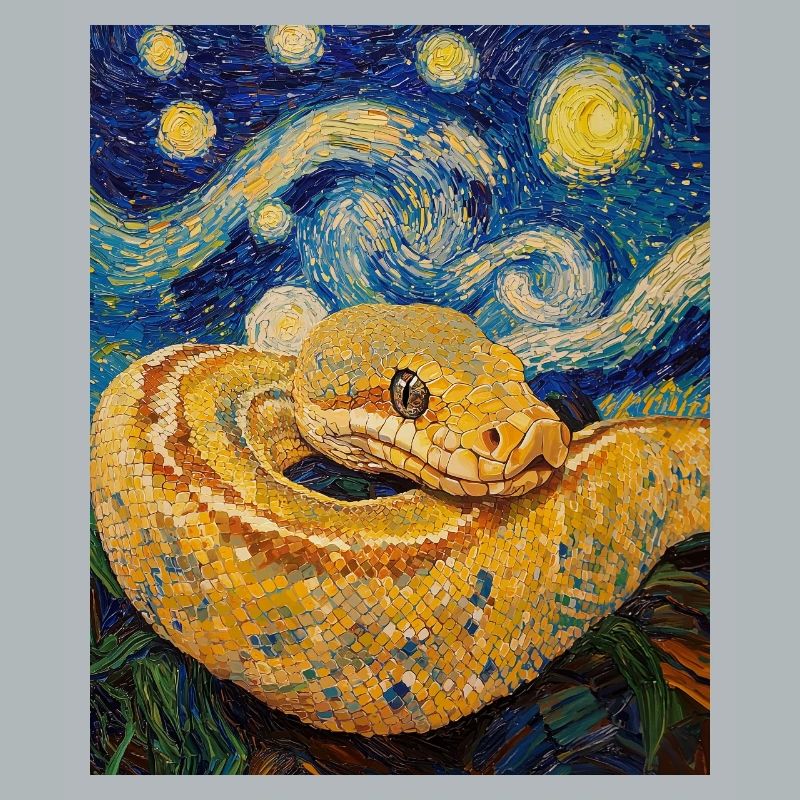 Snake Python Van Gogh Style Starry Night