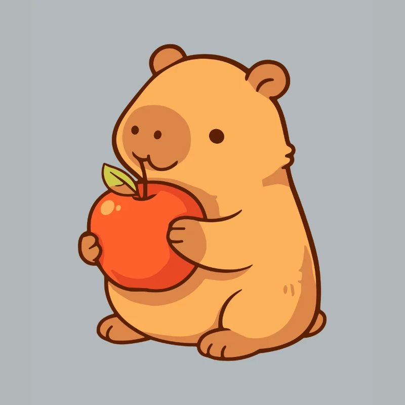 Capybara Illustration mit Apfel 
