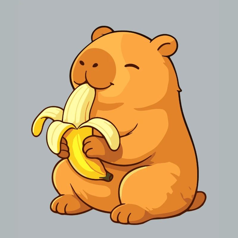 Capybara souriant mangeant une banane