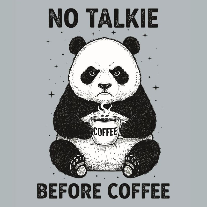Pas de conversation devant un panda amateur de café