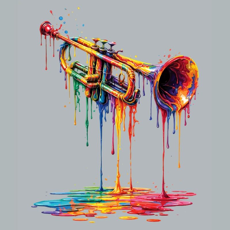 Trumpet with dripping paint