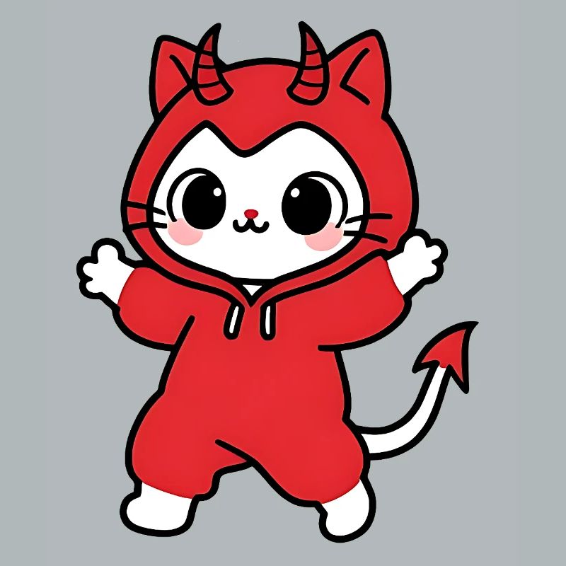 Cat Devil Kapuzenpullover Rot