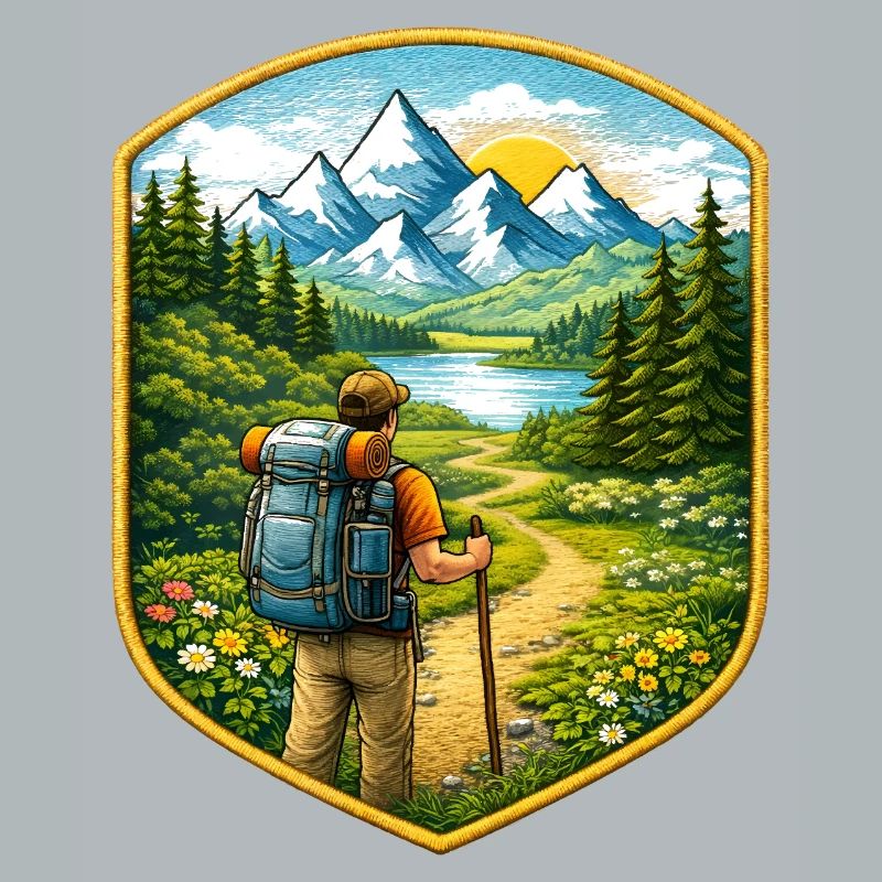 Hiker patch with mountain landscape