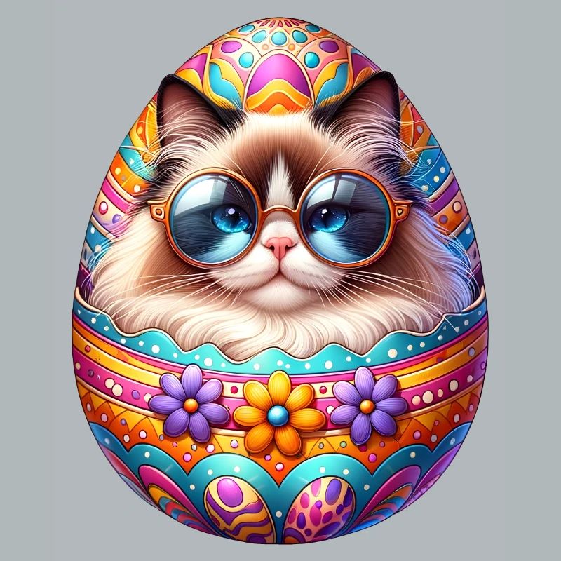 Chat Ragdoll dans la conception d’oeuf de Pâques