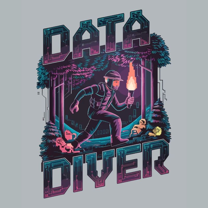 Data Diver Cyber Explorer Retro Tech Artwork
