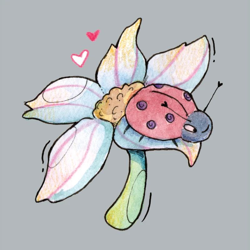 Douce Lucky Charm Ladybug sur fleur