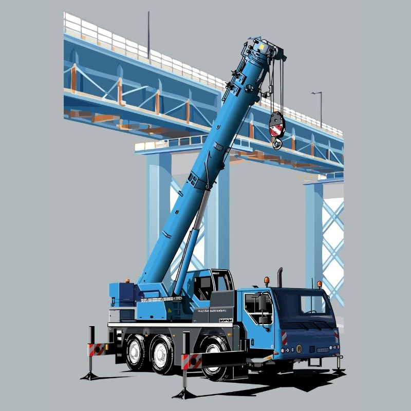 Mobile crane assembles bridge sections