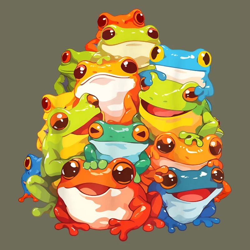 Bunte Frösche Ensemble Illustration