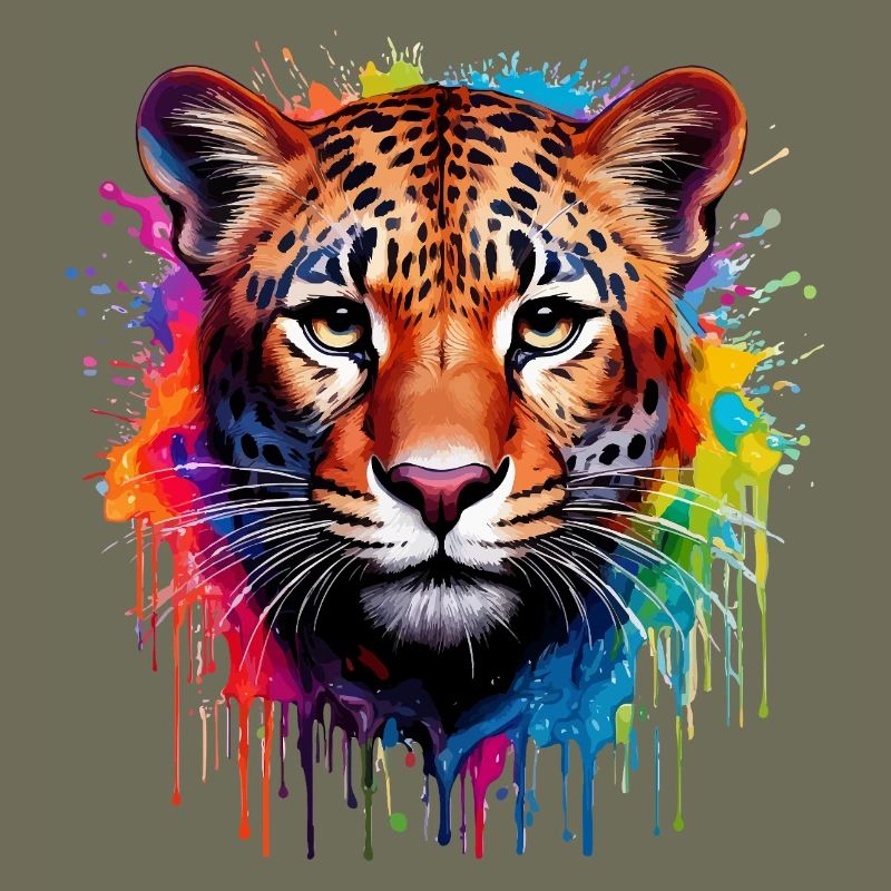 Leopard Farbexplosion Aquarell