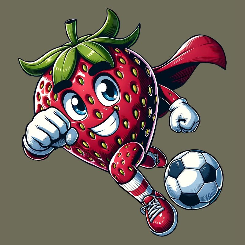 Fußball Erdbeere Superheld Kicker Comic