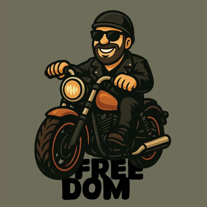 Casual Biker on Motorcycle Comic