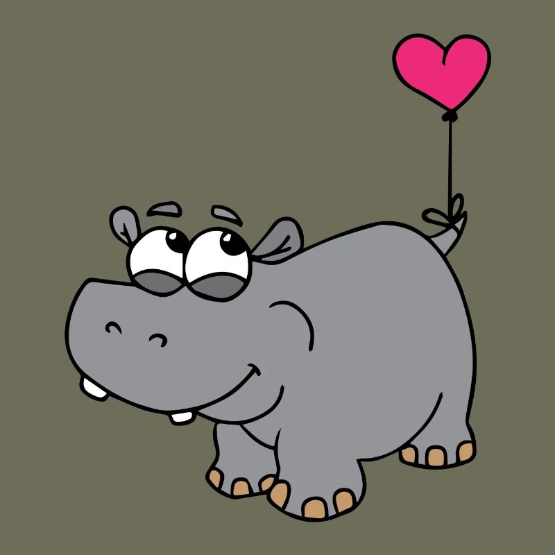 Nilpferd mit Herzballon