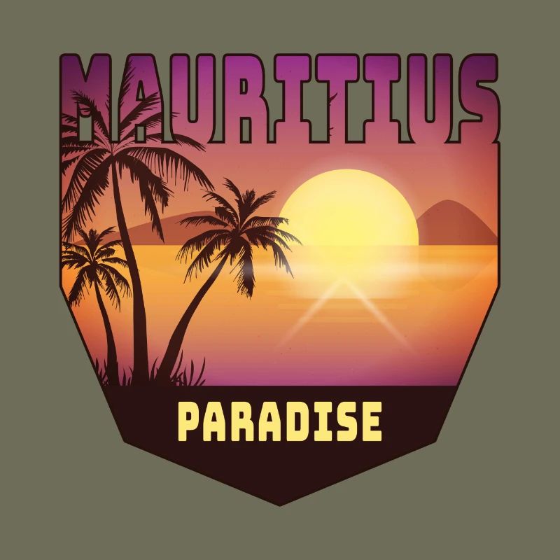 Mauritius Design mit Palmen und Sonne / Geschenk