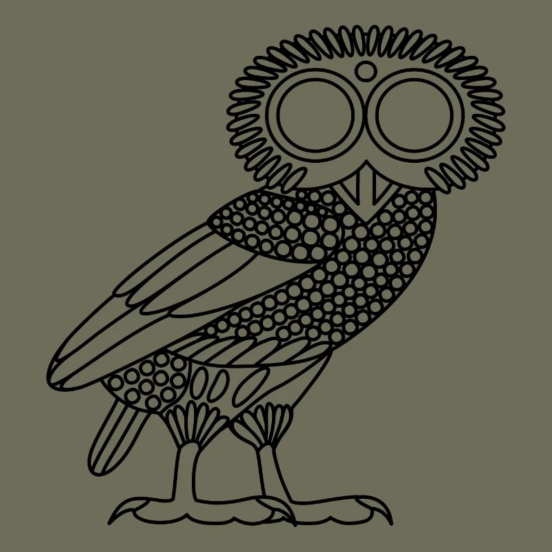 Eule der Athene [Black Outline (nur Eule)]