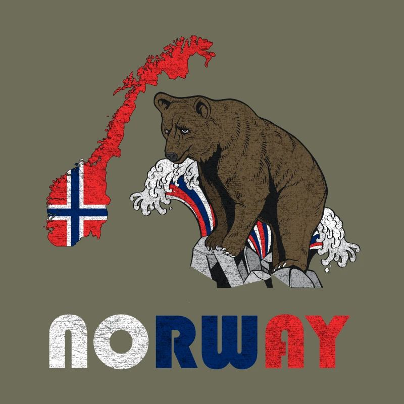 Norway bear design with map and flag