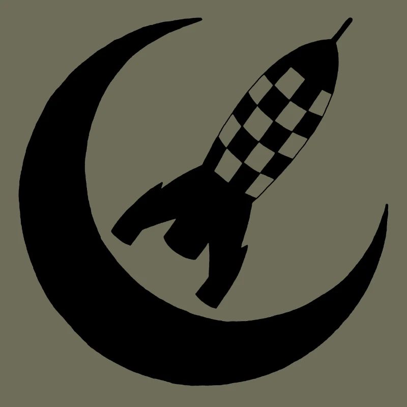 Black rocket and half-moon