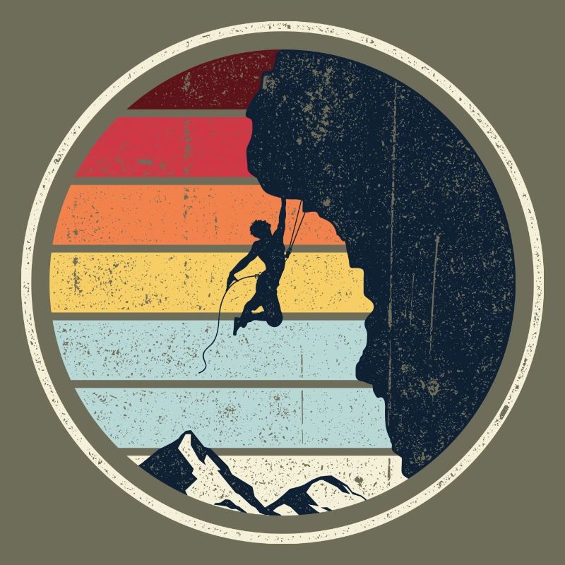 Retro Sunset Climb on Cliff