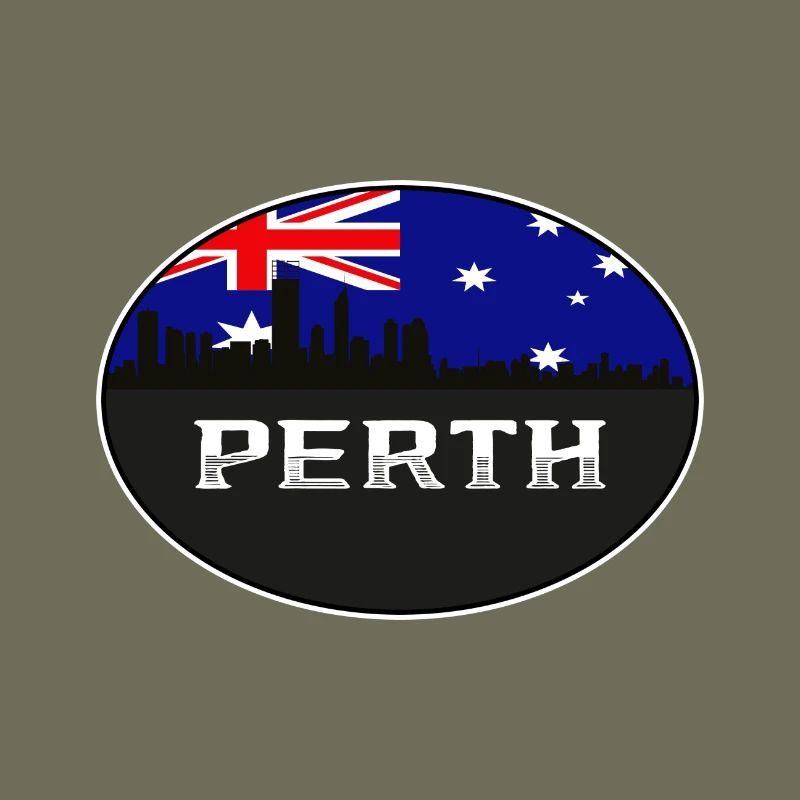 Perth Australie Skyline Silhouette Drapeau australien