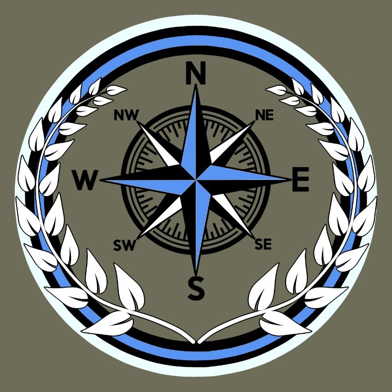 Compass Sailor Laurel Wreath Ahoy Maritime