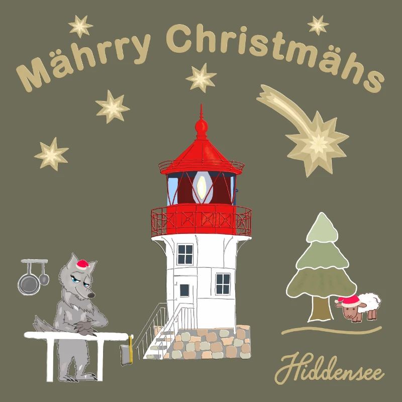 Weihnachtlicher Leuchtturm Gellen auf Hiddensee