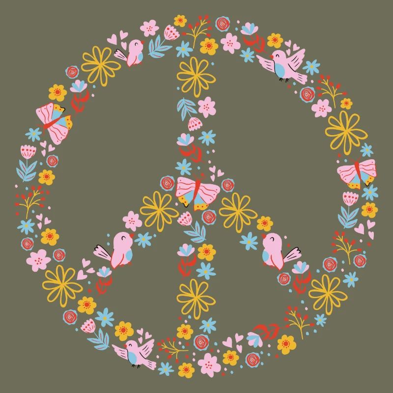 Blumenpeace Peacezeichen Muster