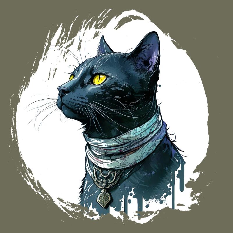 Chat noir avec éclaboussure