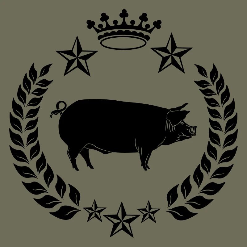 Shadow pig in laurel wreath with crown