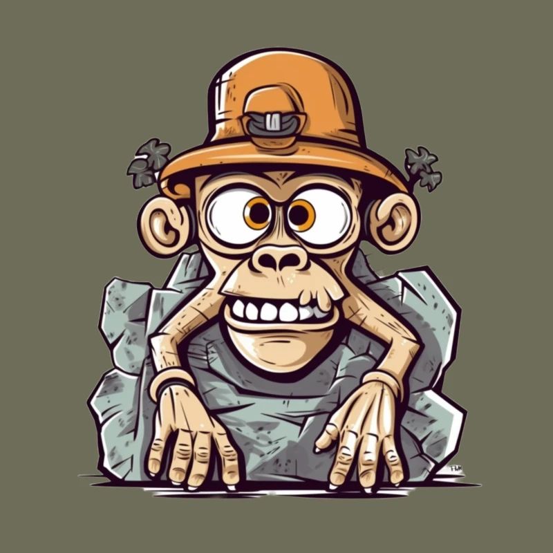 Adventurous monkey artwork with mountaineering hat