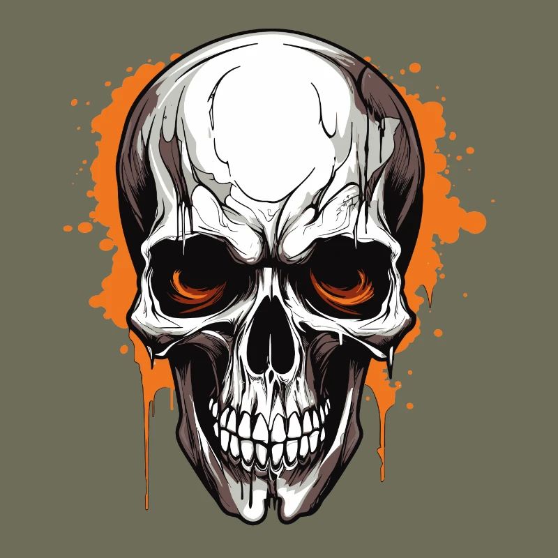 Orange Skull Splatter Gothic