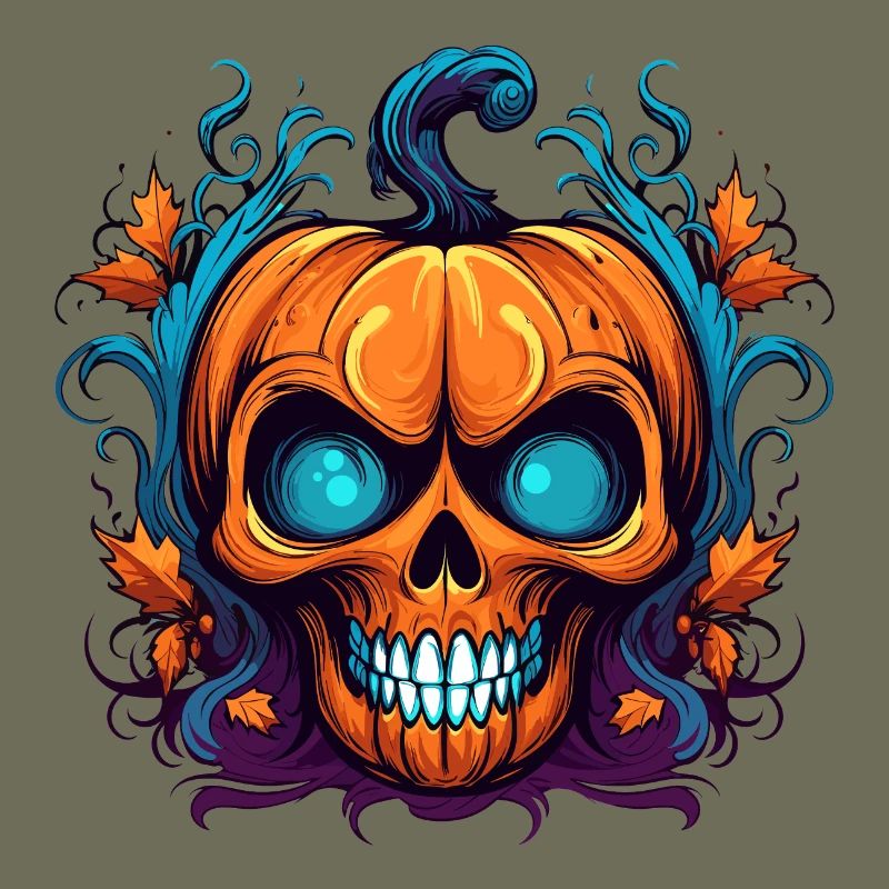Orange Pumpkin Skull