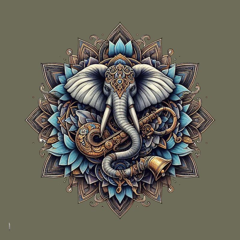 Elephant mandala in steampunk style