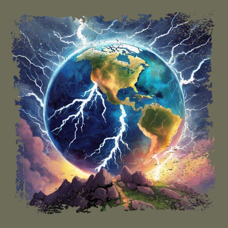 Globe strewn with lightning