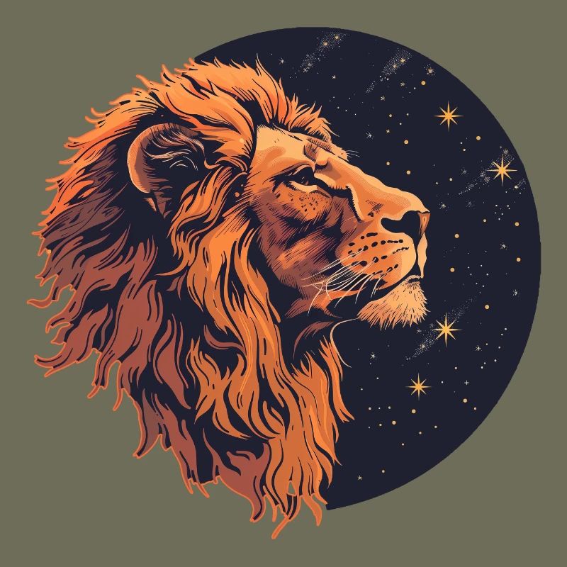 Lion with starry sky