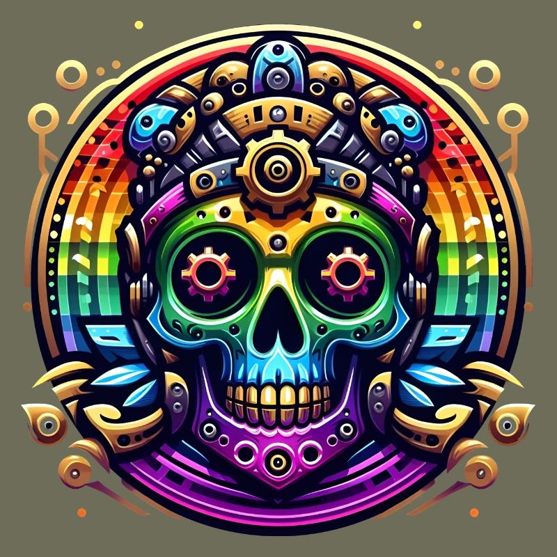 Metallic Rainbow Skull 2