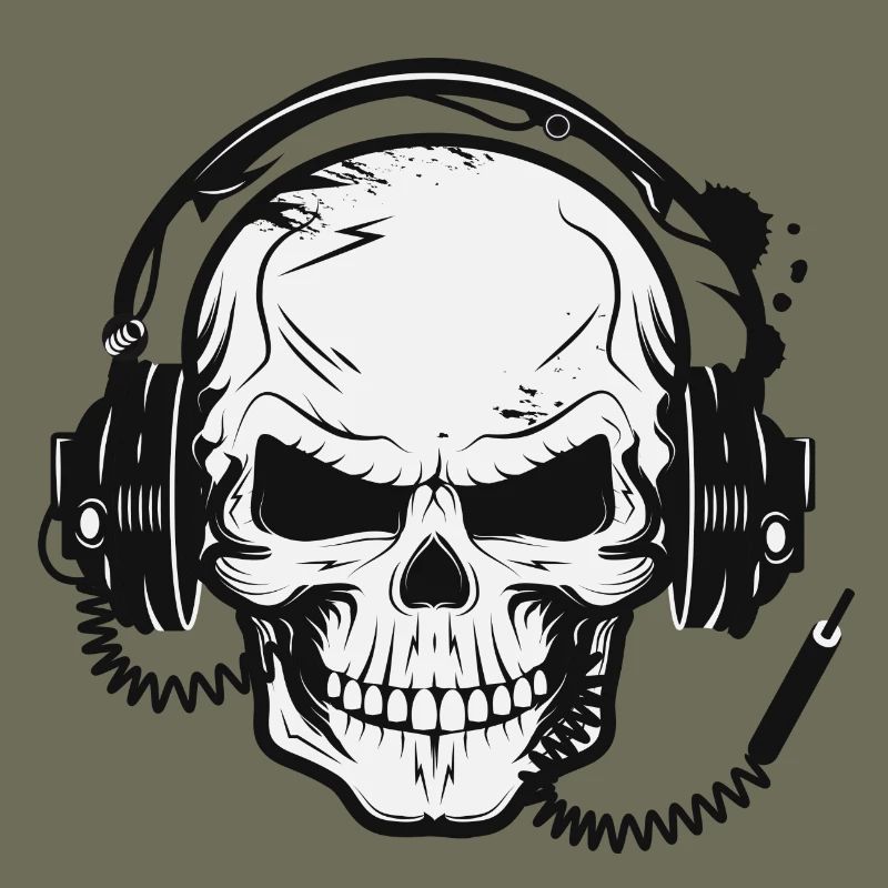 Schädel,Skull,Totenkopf mit Kopfhörer
