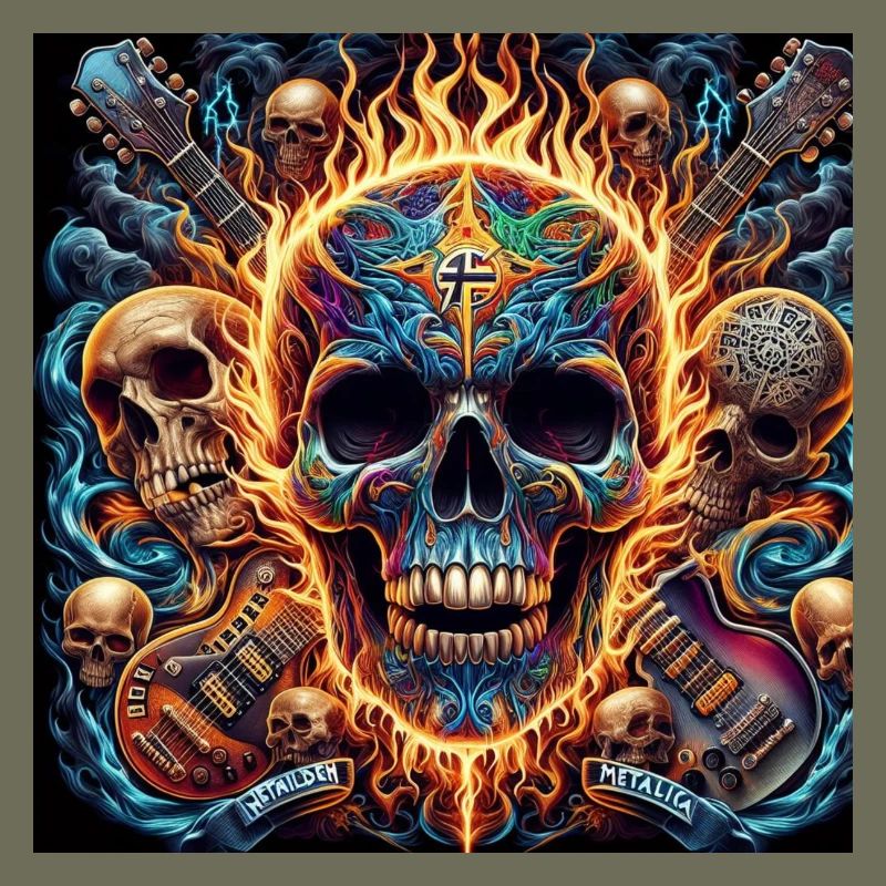Skull with crossed guitars