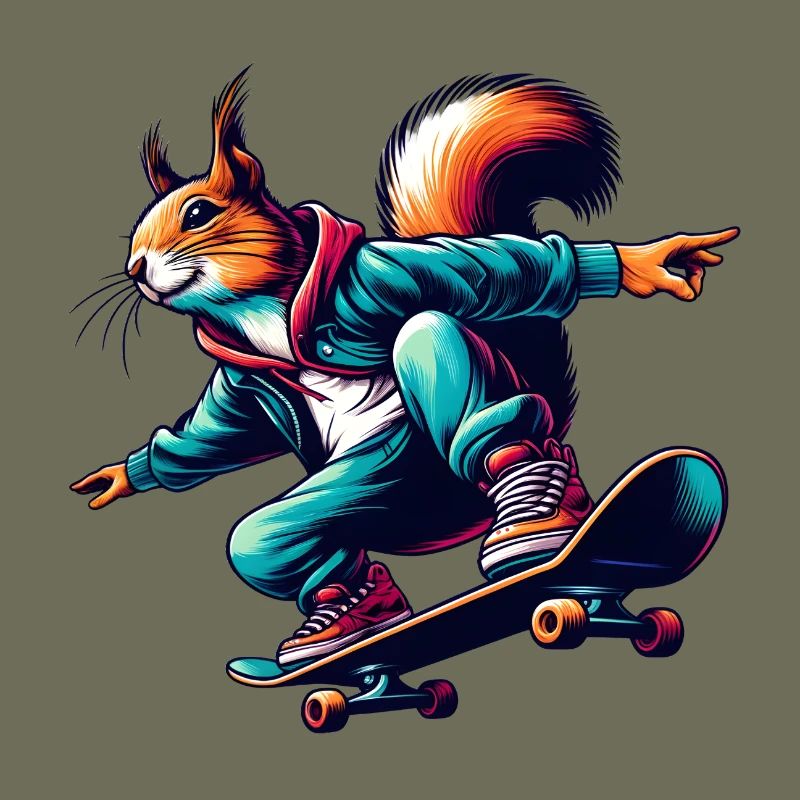 cooles Eichhörnchen auf einem Skateboard