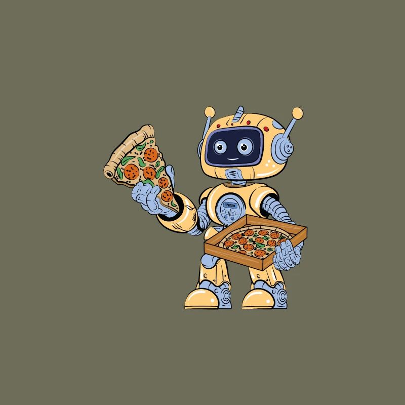 Roboter isst Pizza