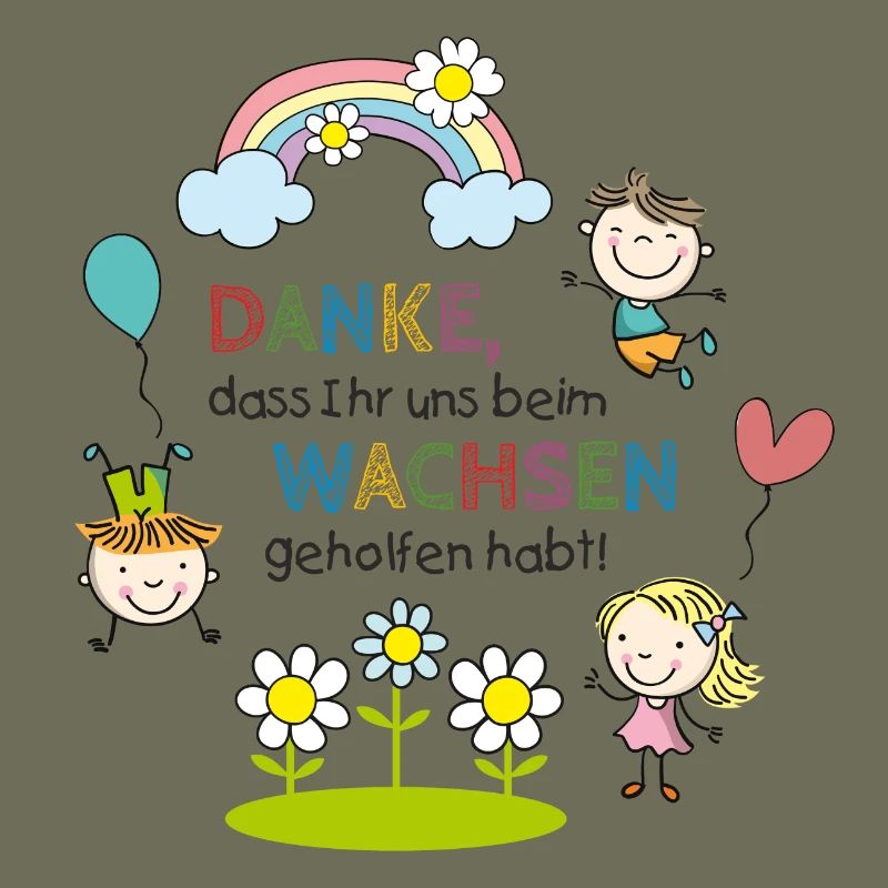 Spruch Abschied | Kinder - Regenbogen - Blumen 