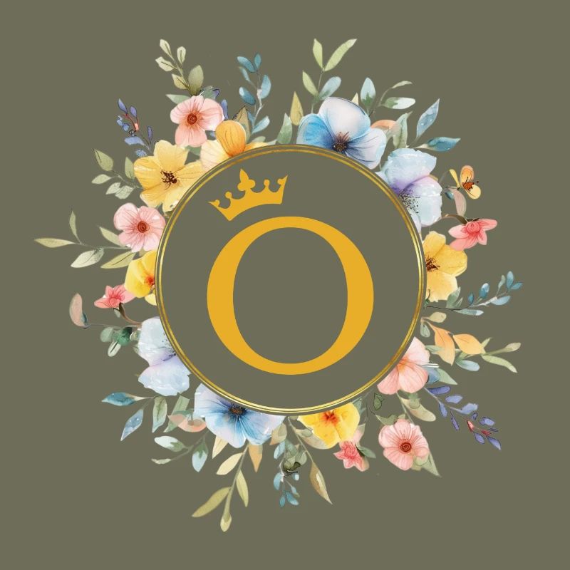 O Monogram, Flower Circle, Personalizable