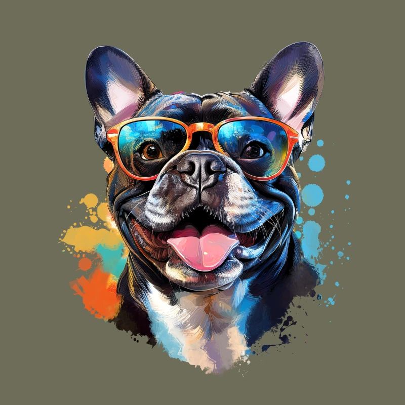 Frenchie avec lunettes de soleil